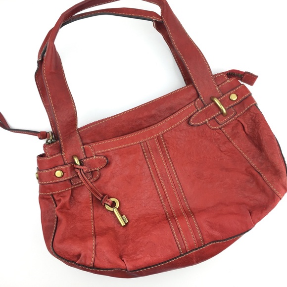 Fossil Handbag Red Leather Purse - Picture 1 of 8